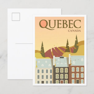 Québec Kanada Kunst Vintage Reiseillustration Postkarte