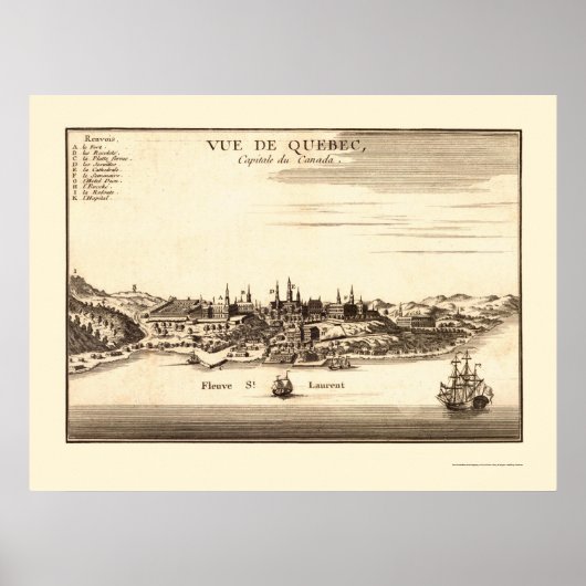 Québec, Kanada Panorama Karte - 1755 Poster (Vorne)