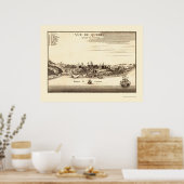 Québec, Kanada Panorama Karte - 1755 Poster (Küche)