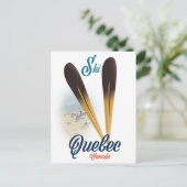 Quebec Kanada Skiplakat Postkarte (Stehend Vorderseite)