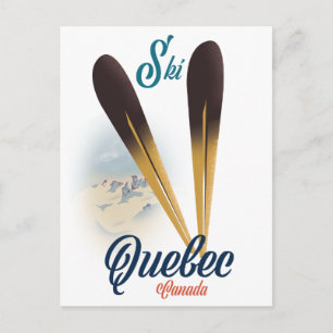 Quebec Kanada Skiplakat Postkarte