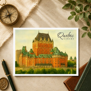 Québec Kanada Vintage Wasserfarbe Reise Feiertagspostkarte
