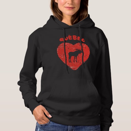 Quebec Liebe Moose Heart Hoodie (Vorderseite)