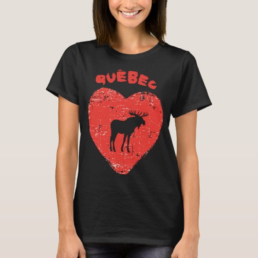 Quebec Liebe Moose Heart T-Shirt (Vorderseite)