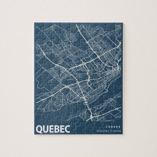 Quebec Minimalistische Stadtkarte Kunst, Dichtung Puzzle (Vertikal)