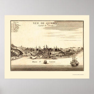 Québec, panoramische Karte Kanadas - 1755 Poster