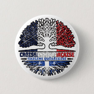 Quebec Québécois Französisch-Tree-Roots-Flag Button