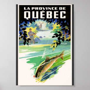 Quebec-Reiseposter mit Fischer und Forelle Poster