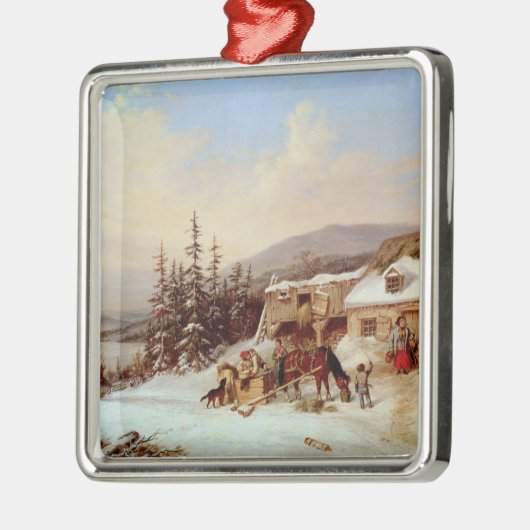 Quebec Silbernes Ornament (Links)