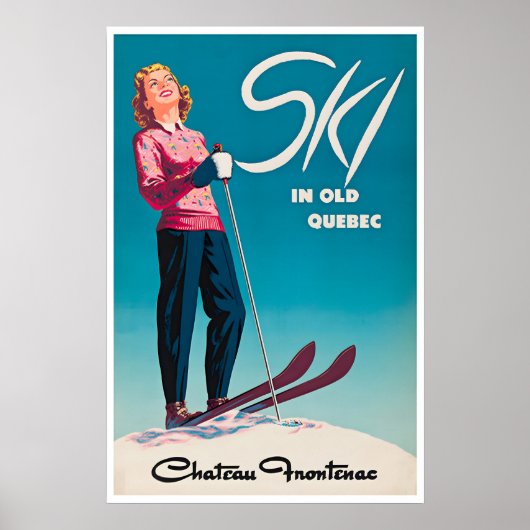 Quebec-Ski-Plakat Kanada Reise Kunst Chateau Poster (Vorne)