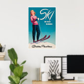 Quebec-Ski-Plakat Kanada Reise Kunst Chateau Poster (Heimbüro)