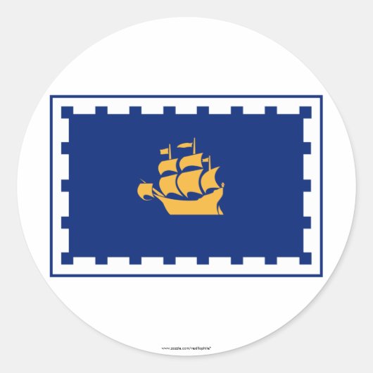 Québec-Stadtflagge Runder Aufkleber (Vorderseite)