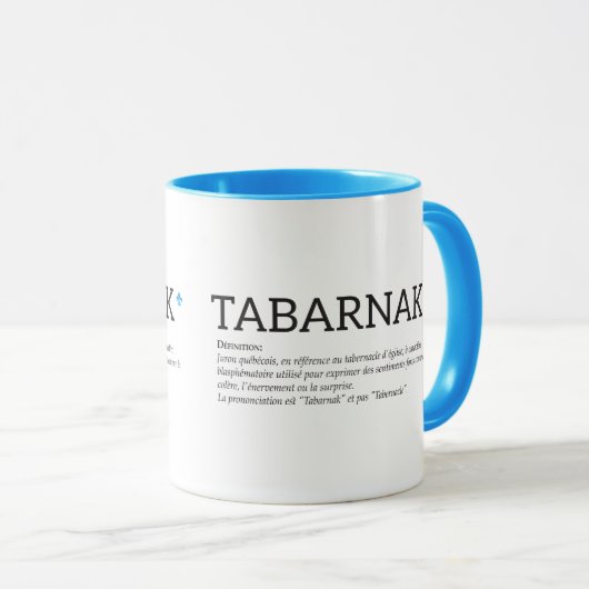 Québec Tabarnak Juron Joual Humor Français Tasse (VorderseiteRechts)