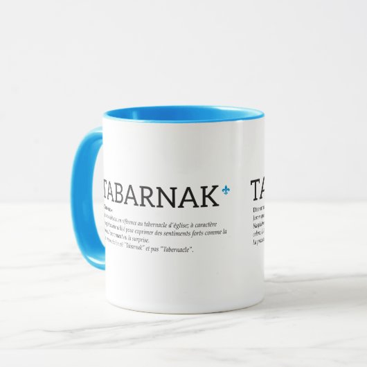 Québec Tabarnak Juron Joual Humor Français Tasse (Vorderseite Links)