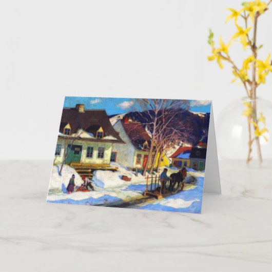 Quebec Village Street, Winter Clarence Gagnon Karte (Gelbe Blume)