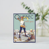 Quebec, Wintersport in Kanada, Paar auf Ski Postkarte (Stehend Vorderseite)