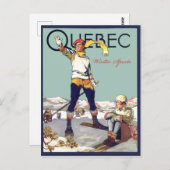 Quebec, Wintersport in Kanada, Paar auf Ski Postkarte (Vorne/Hinten)