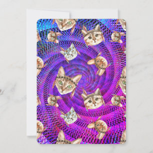 Quebecois Geburtstag Hippie Katzen Köpfe psychedel Feiertagskarte