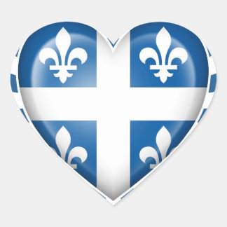 Quebecois Herzenflagge mit Star Burst Herz-Aufkleber