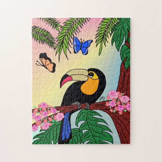 Quebra-Cabeça Tucano e borboletas Puzzle (Vertikal)