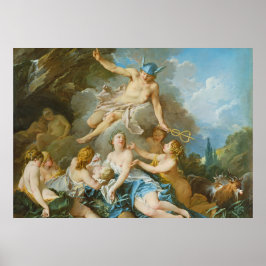 Quecksilber, der den Säugling Baccus an die Nymphe Poster