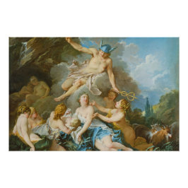 Quecksilber, der den Säugling Baccus an die Nymphe Poster