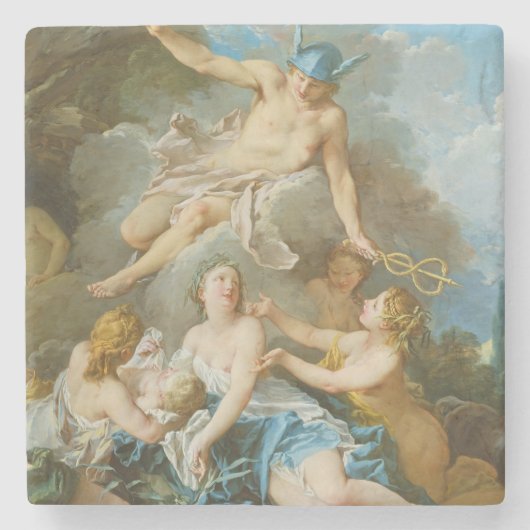 Quecksilber, der den Säugling Baccus an die Nymphe Steinuntersetzer (Vorderseite)