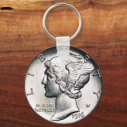 Quecksilber-Dime-Schlüsselkette. Schlüsselanhänger (Vorderseite)