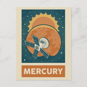 Quecksilber Retro Galaxy Satellit Postkarte