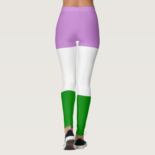 Quee Fahne Lila weiße LGBT-Streifen Leggings (Rückseite)