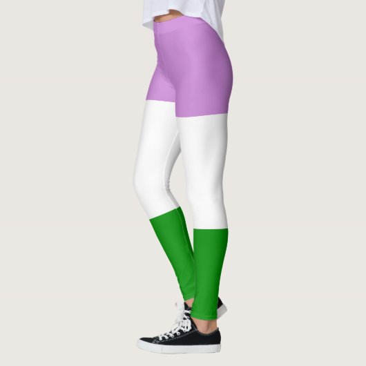 Quee Fahne Lila weiße LGBT-Streifen Leggings (Links)