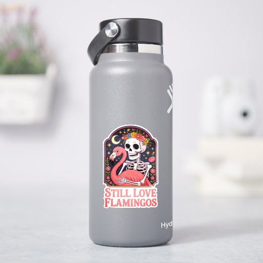 Quee Halloween Still Liebe Flamingos Aufkleber (HydroFlask)