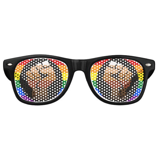 Quee Leute mit farbenfroher Flag-Sonnenbrille Partybrille (Vorderseite)