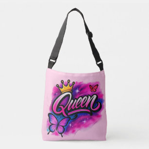 Queen Airbrush Graffiti Crown & Butterfly Toag Tragetaschen Mit Langen Trägern