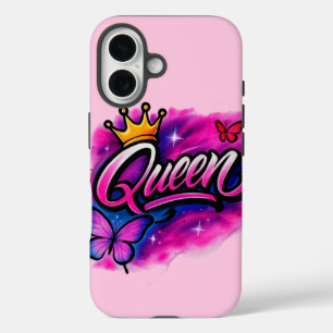 Queen Airbrush Graffiti Krone & Schmetterling iPhone 16 Hülle