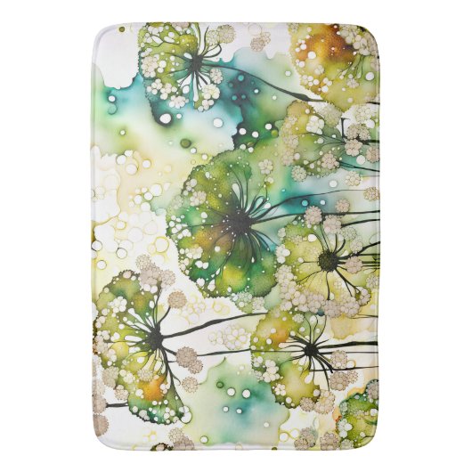 Queen Anne's Lace and Bubbles Abstrakt Badematte (Vorderseite Vertikal)