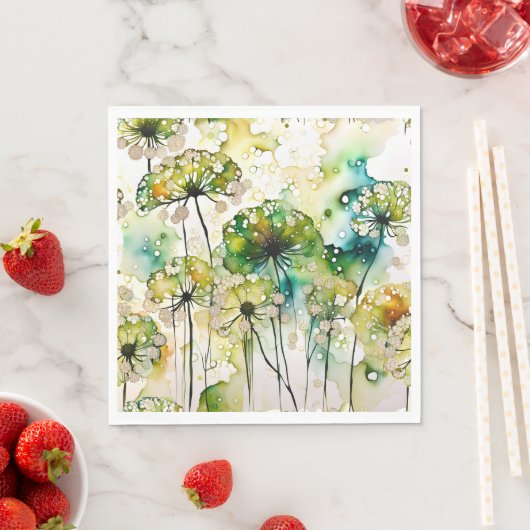 Queen Anne's Lace and Bubbles Abstrakt Serviette (Beispiel)