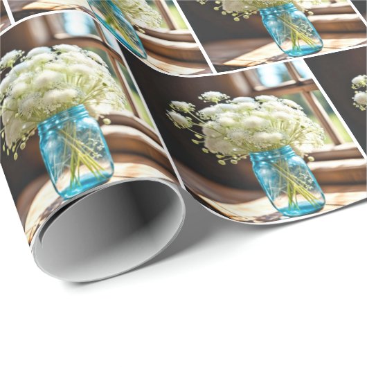 Queen Anne's Lace Bouquet in Window Geschenkpapier (Rolleneckpunkt)