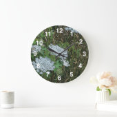Queen Anne's Lace White Wild Blume Große Wanduhr (Zuhause)