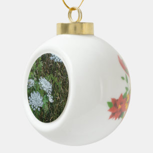 Queen Anne's Lace White Wild Blume Keramik Kugel-Ornament