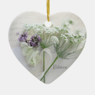Queen Anne's lace with script Keramik Ornament