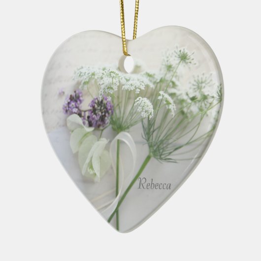 Queen Anne's lace with script Keramik Ornament (Links)