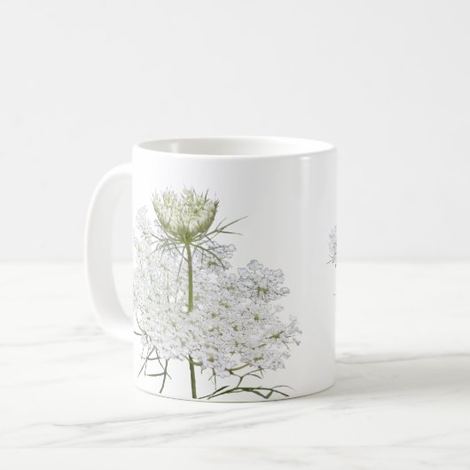 Queen Ann's Lace auf Weiß Kaffeetasse (Vorderseite Links)