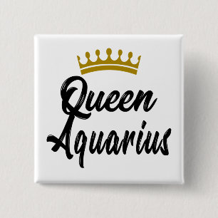Queen Aquarius Zodiac Horoscope Star Geburt Button