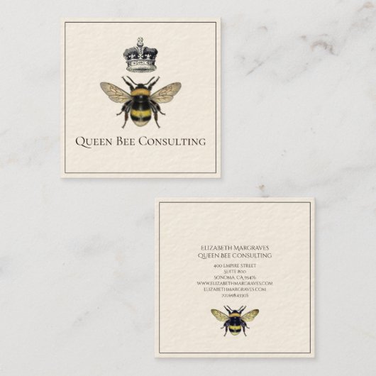 Queen Bee and Crown Consulting Quadratische Visitenkarte (Vorne/Hinten)