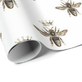 Queen Bee Black Gold Elegantes Geschenk Geschenkpapier (Rolleneckpunkt)