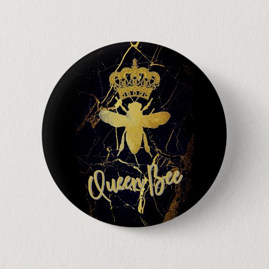 QUEEN BEE Black & Gold-MarmortASTE Button (Vorderseite)