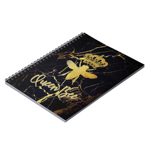 QUEEN BEE Black Marble Spiral Notebook Journal Notizblock (Linke Seite)