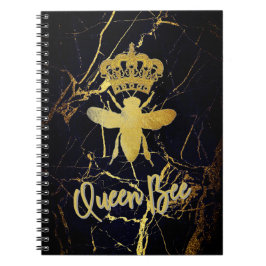 QUEEN BEE Black Marble Spiral Notebook Journal Notizblock
