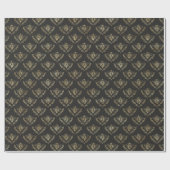 Queen Bee Black und Gold Royalty Pattern Geschenkpapier (Flach)